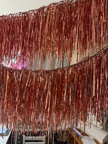 Rose Gold Ceiling Fringe Garland Backdrop