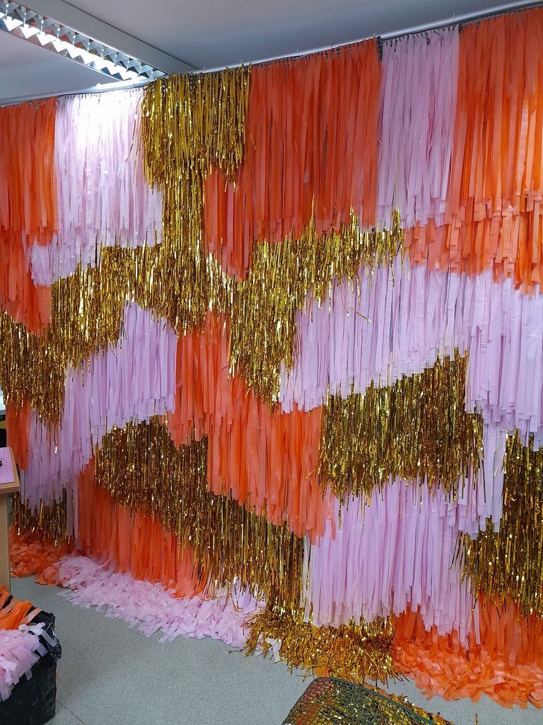 Custom Colour Fringe Backdrop Wall | Streamer Photo Backdrop | Event Decoration