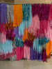 pink, orange, lilac, blue party Fringe wall Backdrop, customisable
