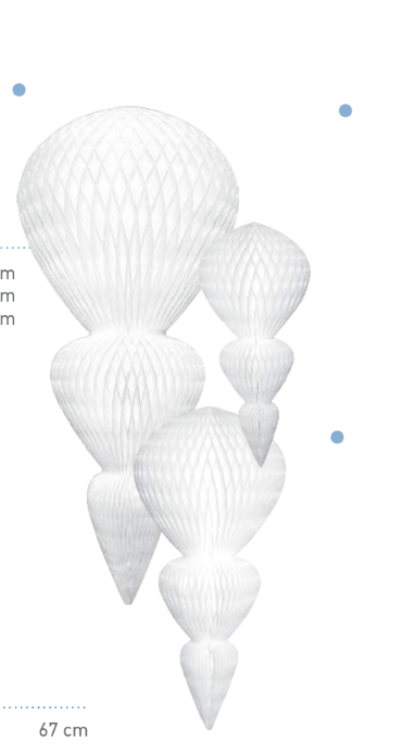 Paper  honeycomb ornaments decorations 67cm / 26 " paper baubles white Christmas decor | various shapes | centrepieces