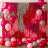 Pink Red Silver Fringe Backdrop Wall, Shimmer Party Backdrop, Photo Booth Backdrop, Streamer Wall Decor, Birthday Wedding Event Backdrop