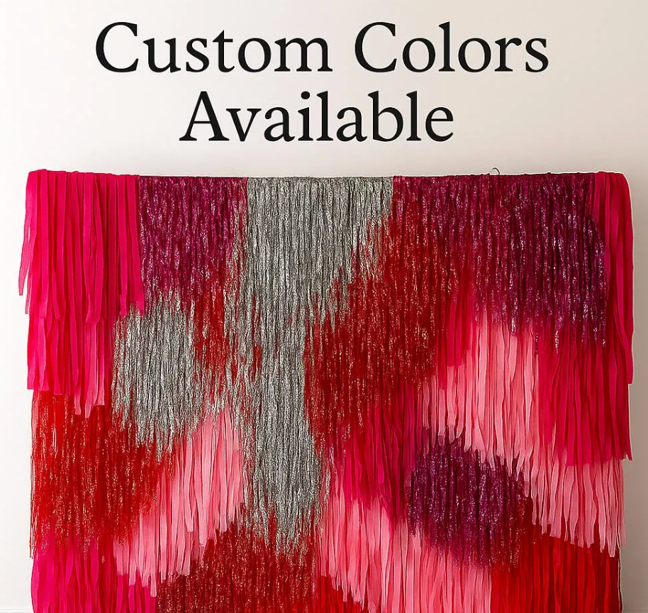 Pink Orange Gold Shimmer Fringe Backdrop Wall