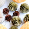 Metallic gold round  paper honeycomb - hanging party decoration - various sizes