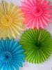 Party & Celebration Bright Summer Colour Paper Fans - Set of 4 - 26' Diameter - Perfect Party Decorations - Orange, Yellow, Green, Blue and Pink paper fans - autumn party decorations decopompoms