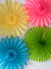 Party & Celebration Bright Summer Colour Paper Fans - Set of 4 - 26' Diameter - Perfect Party Decorations - Orange, Yellow, Green, Blue and Pink paper fans - autumn party decorations decopompoms