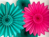 Party & Celebration Paper fans sets - teal and pink colour - party decoration set of 4 paper fans - autumn party decorations decopompoms