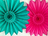 Party & Celebration Paper fans sets - teal and pink colour - party decoration set of 4 paper fans - autumn party decorations decopompoms