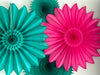 Party & Celebration Paper fans sets - teal and pink colour - party decoration set of 4 paper fans - autumn party decorations decopompoms