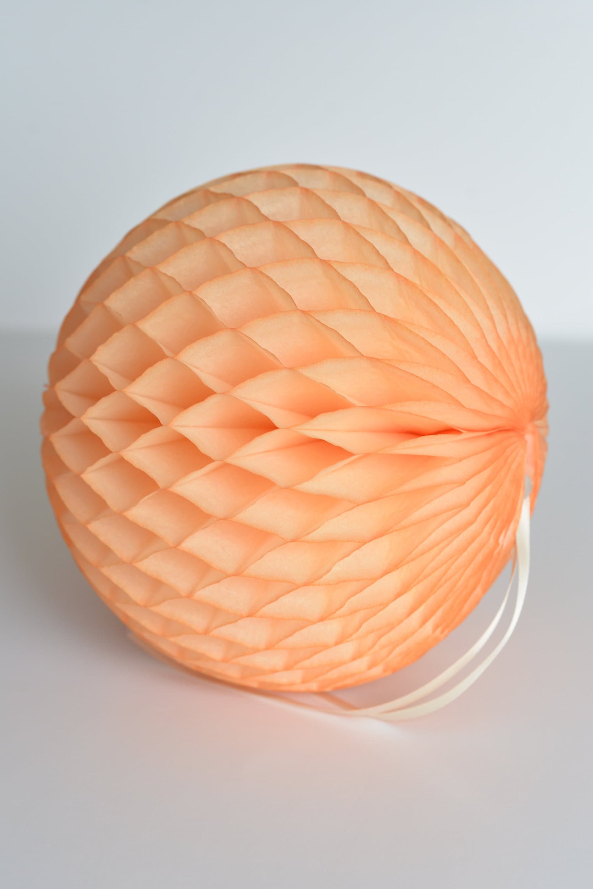 Paper honeycomb in light peach - Pastel wedding decor | Hanging decorations | Tissue paper pom poms 35