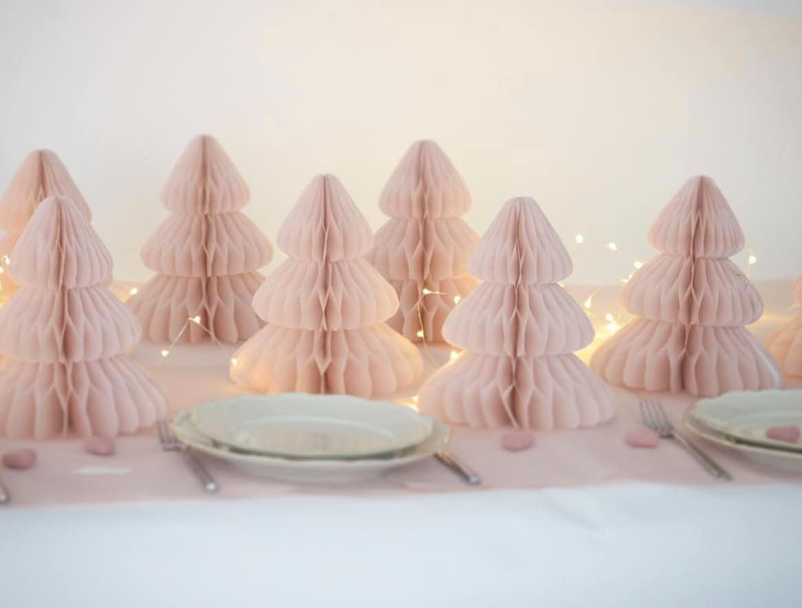 Dusty pink paper honeycomb Christmas tree | Blush Honeycomb Christmas tree paper decorations | Festive home decor 45 cm / standable