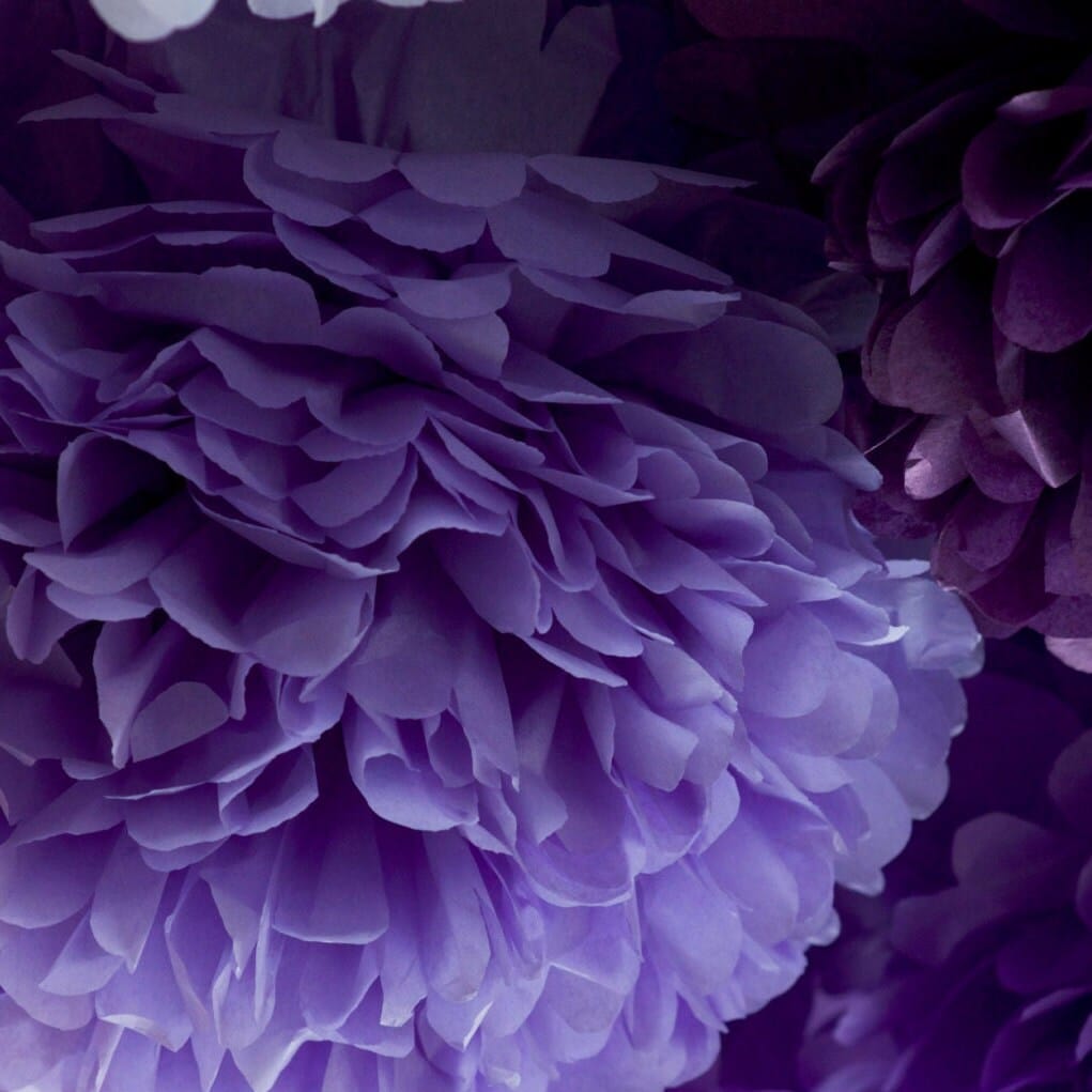 All Purple paper pom poms set of 12 Luxurious paper balls purple wedding Paper flowers Birthday party decorations baby shower bridal shower