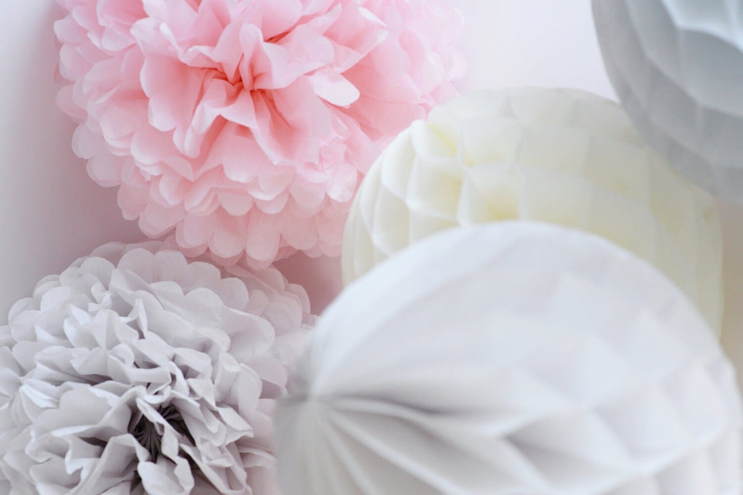 Baby blue paper pom pom set | Baby shower decor set | Paper flowers | Tissue paper balls