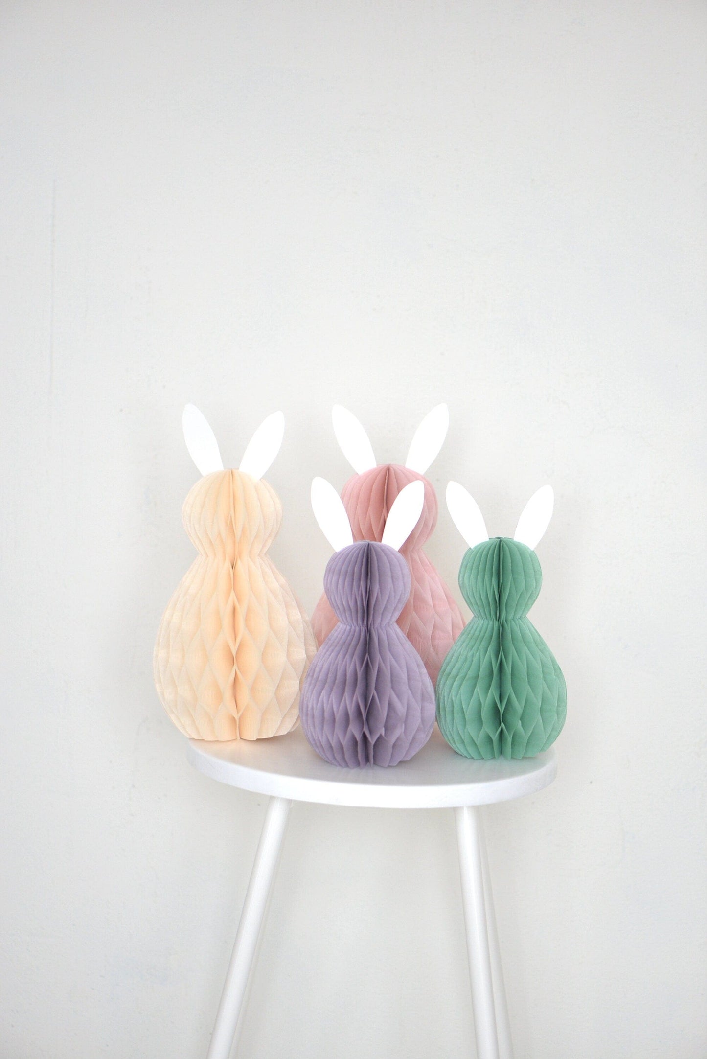 Bunny family Paper honeycomb party decoration set, Easter decor, birthday rabbit decorations baby shower, house warming gift, kids room