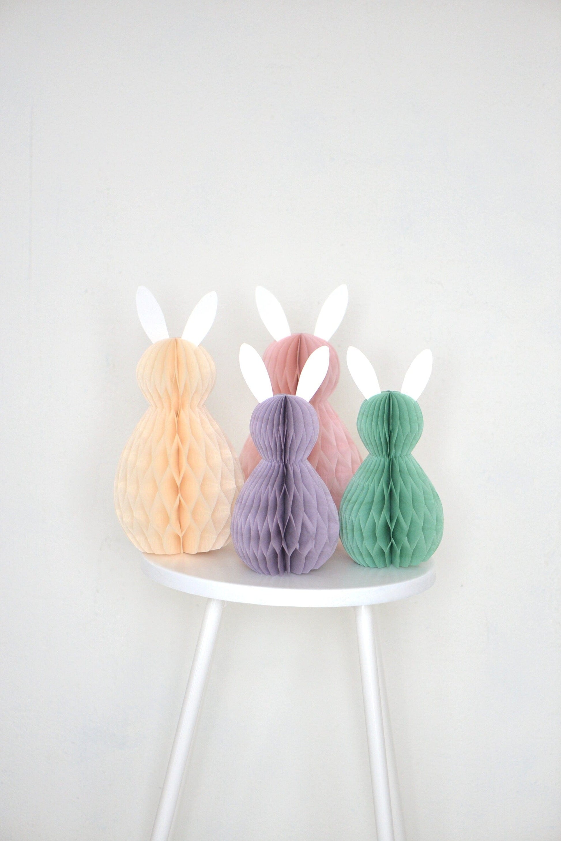 Bunny family Paper honeycomb party decoration set, Easter decor, birthday rabbit decorations baby shower, house warming gift, kids room