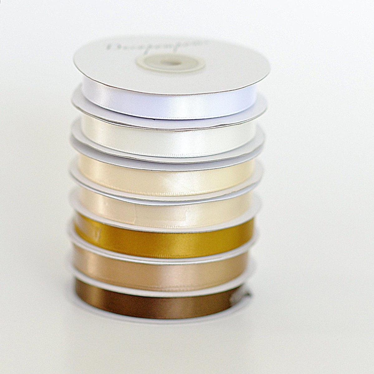 Cream, beige, white, gold, sable, brown double sided satin ribbon full roll 25m 6 / 12 mm neutral Gift Wrap Gift Ribbon Decoration Wrapping