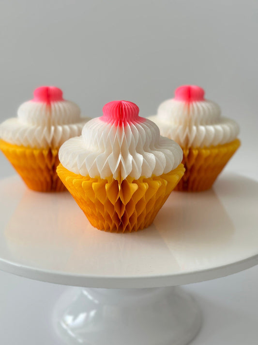 Cupcake birthday Paper honeycomb - 10cm birthday decorations Dessert Shop Display, Photo Booth Props, classroom, dessert table decorations