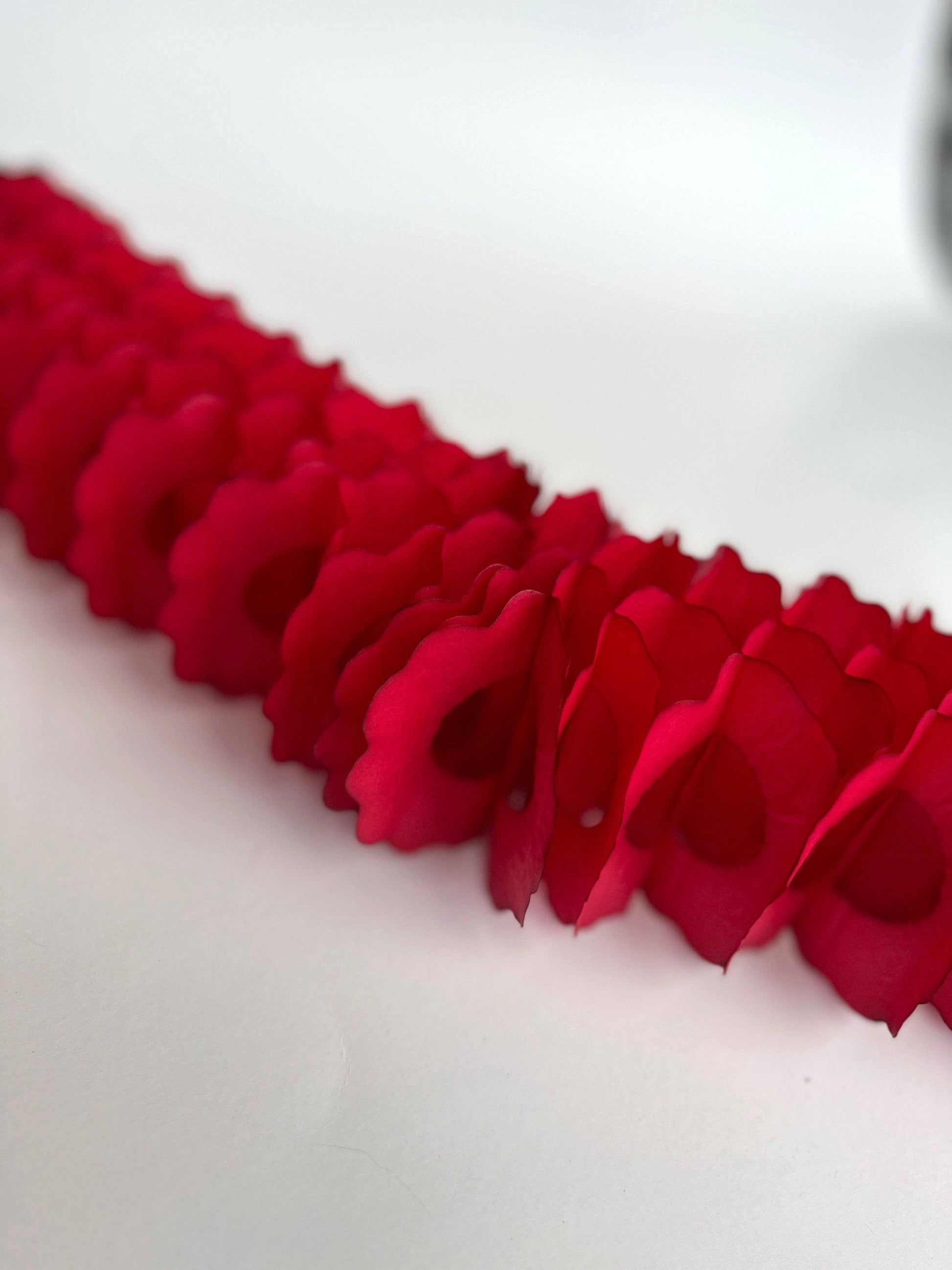Deep red Classic vintage Paper Garlands - set of 3 - 142 " / 360cm - reusable
