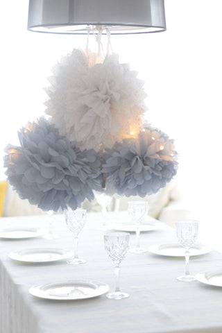 physical Dusty blue, grey and white paper pom pom set | Wedding decorations | Paper flowers | Nursery decor | Boy baby shower Decopompoms