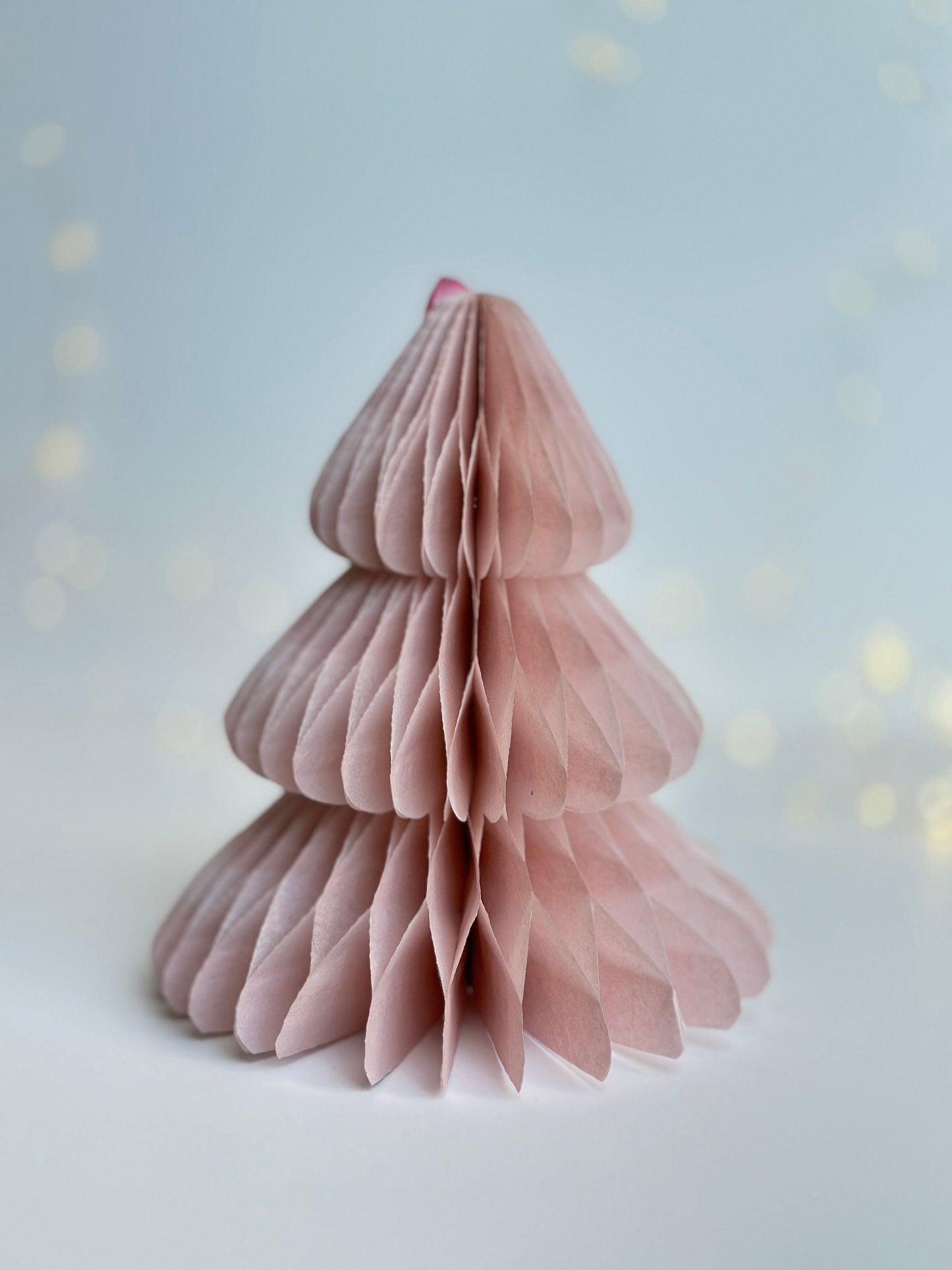 Dusty pink paper honeycomb Christmas tree | Blush Honeycomb Christmas tree paper decorations | Festive home decor