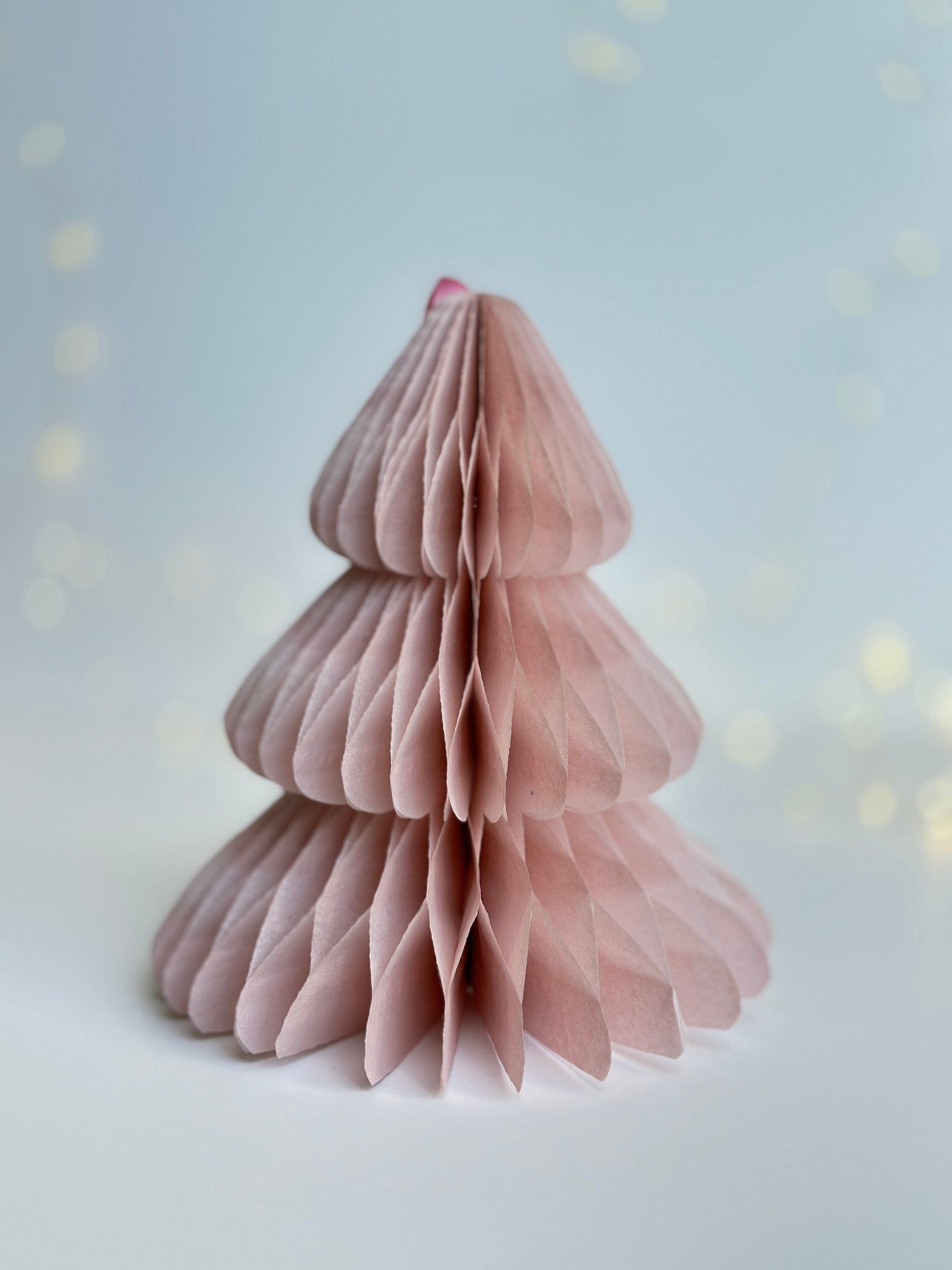 Dusty pink paper honeycomb Christmas tree | Blush Honeycomb Christmas tree paper decorations | Festive home decor