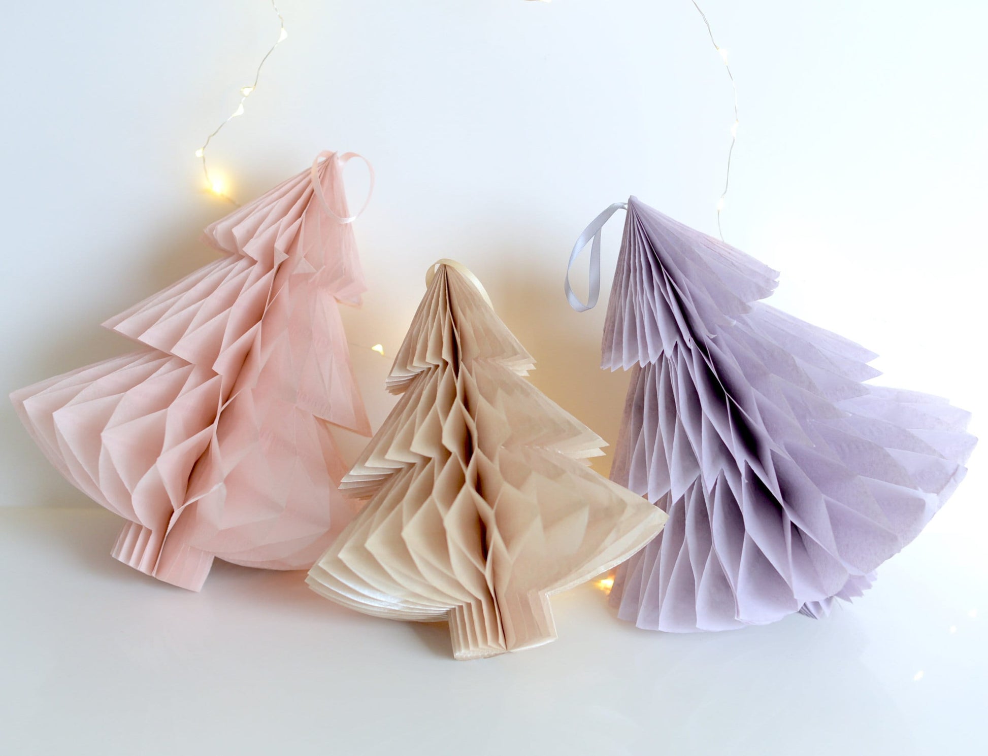 Dusty purple paper Christmas tree | Honeycomb Christmas ornament | Holiday decor