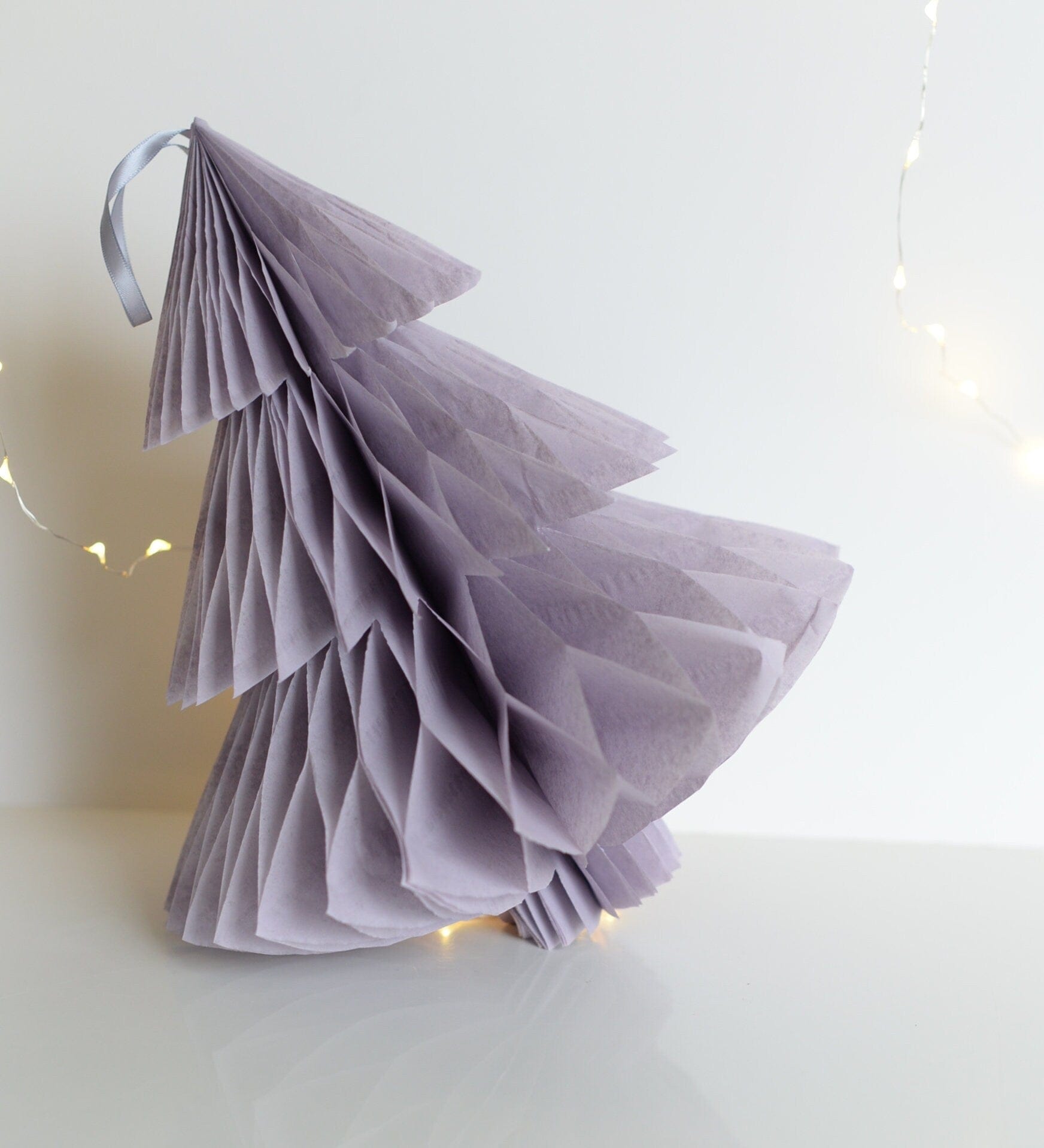Dusty purple paper Christmas tree | Honeycomb Christmas ornament | Holiday decor