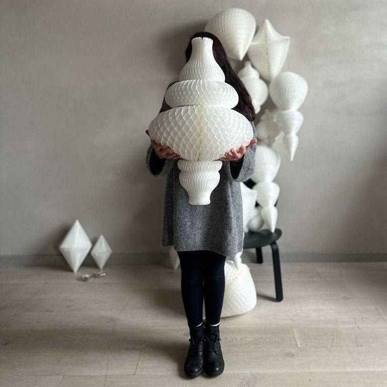 Huge Paper honeycomb ornaments decorations 67cm / 26 " | paper baubles | white Christmas decor | various shapes | centrepieces