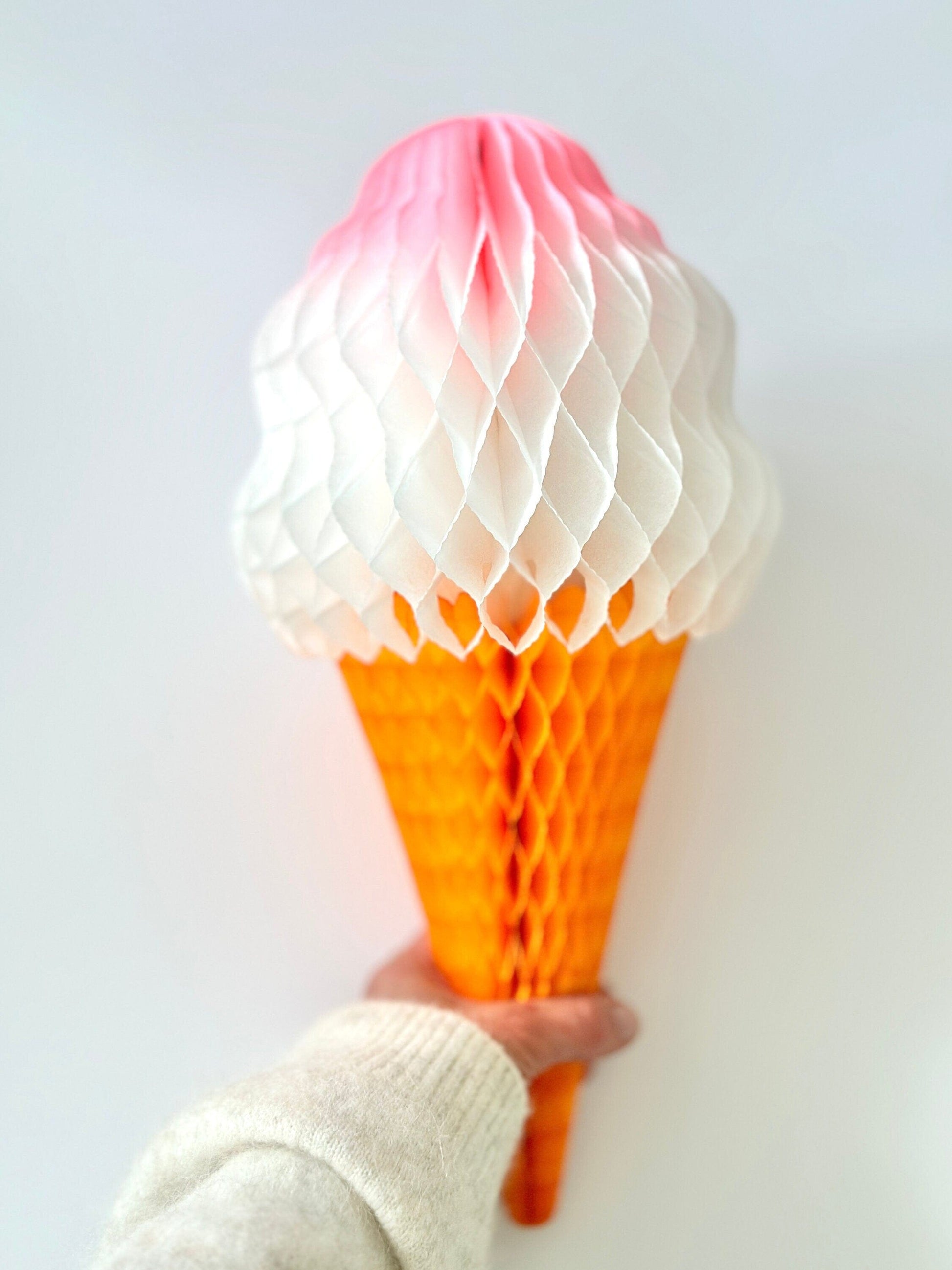 Ice cream cone birthday Paper honeycomb - 38cm birthday decorations Dessert Shop Display, Photo Booth Props, classroom, dessert decorations