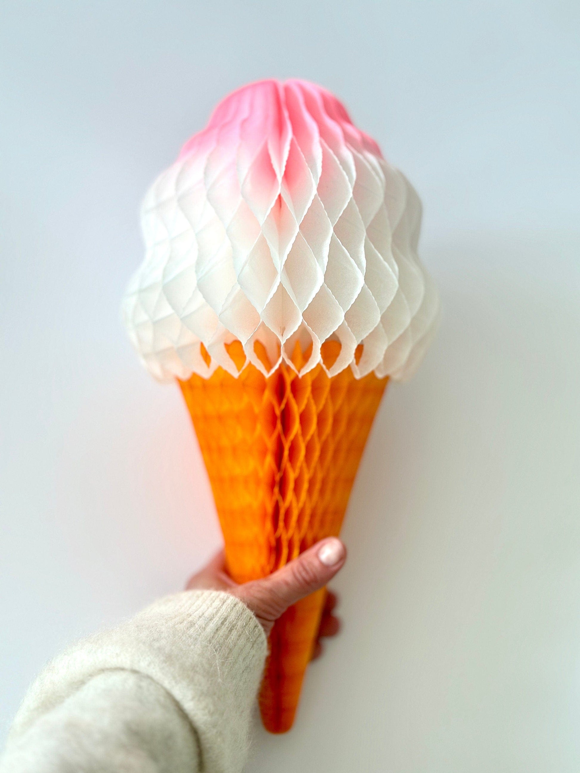 Ice cream cone birthday Paper honeycomb - 38cm birthday decorations Dessert Shop Display, Photo Booth Props, classroom, dessert decorations