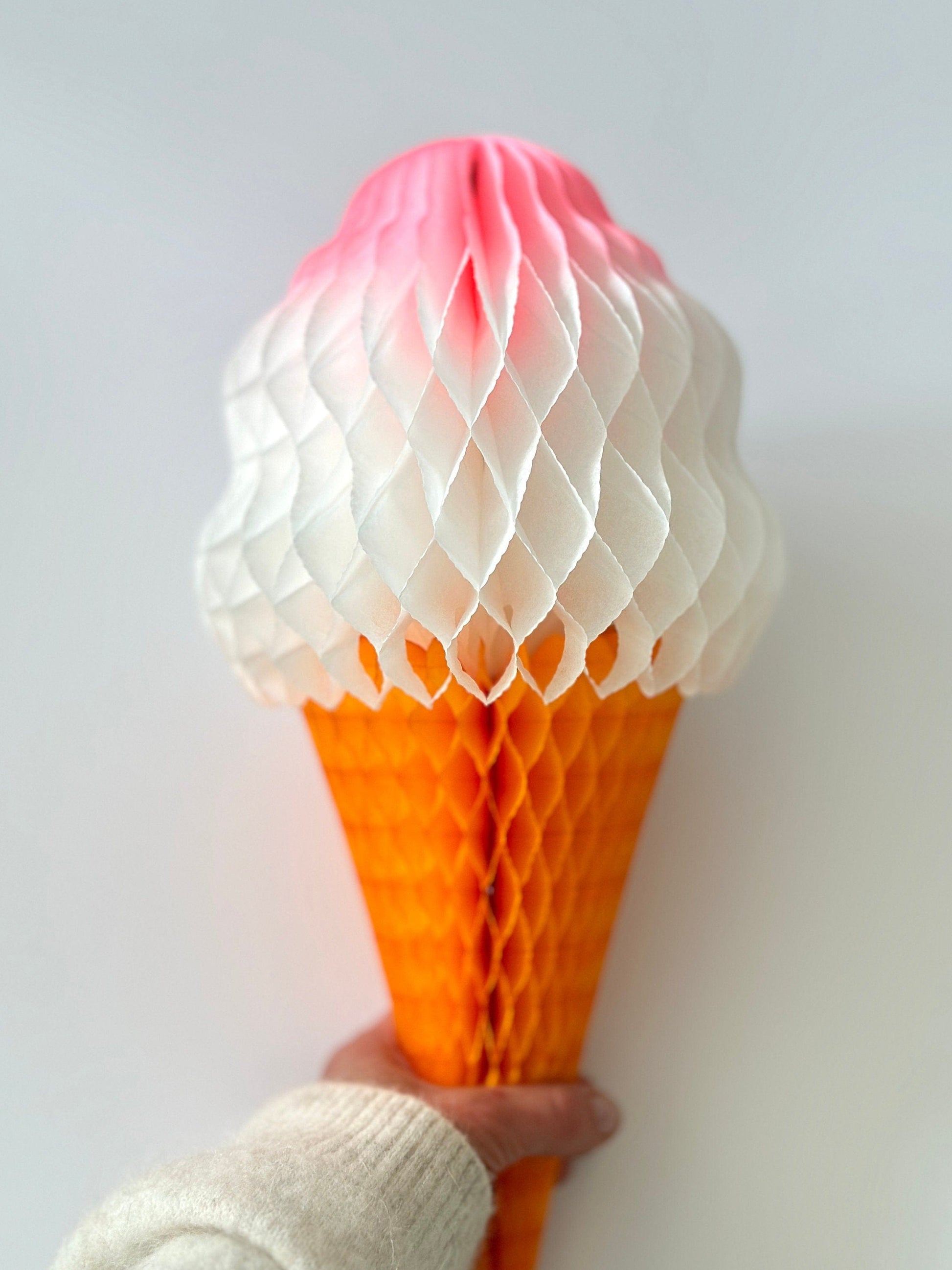Ice cream cone birthday Paper honeycomb - 38cm birthday decorations Dessert Shop Display, Photo Booth Props, classroom, dessert decorations