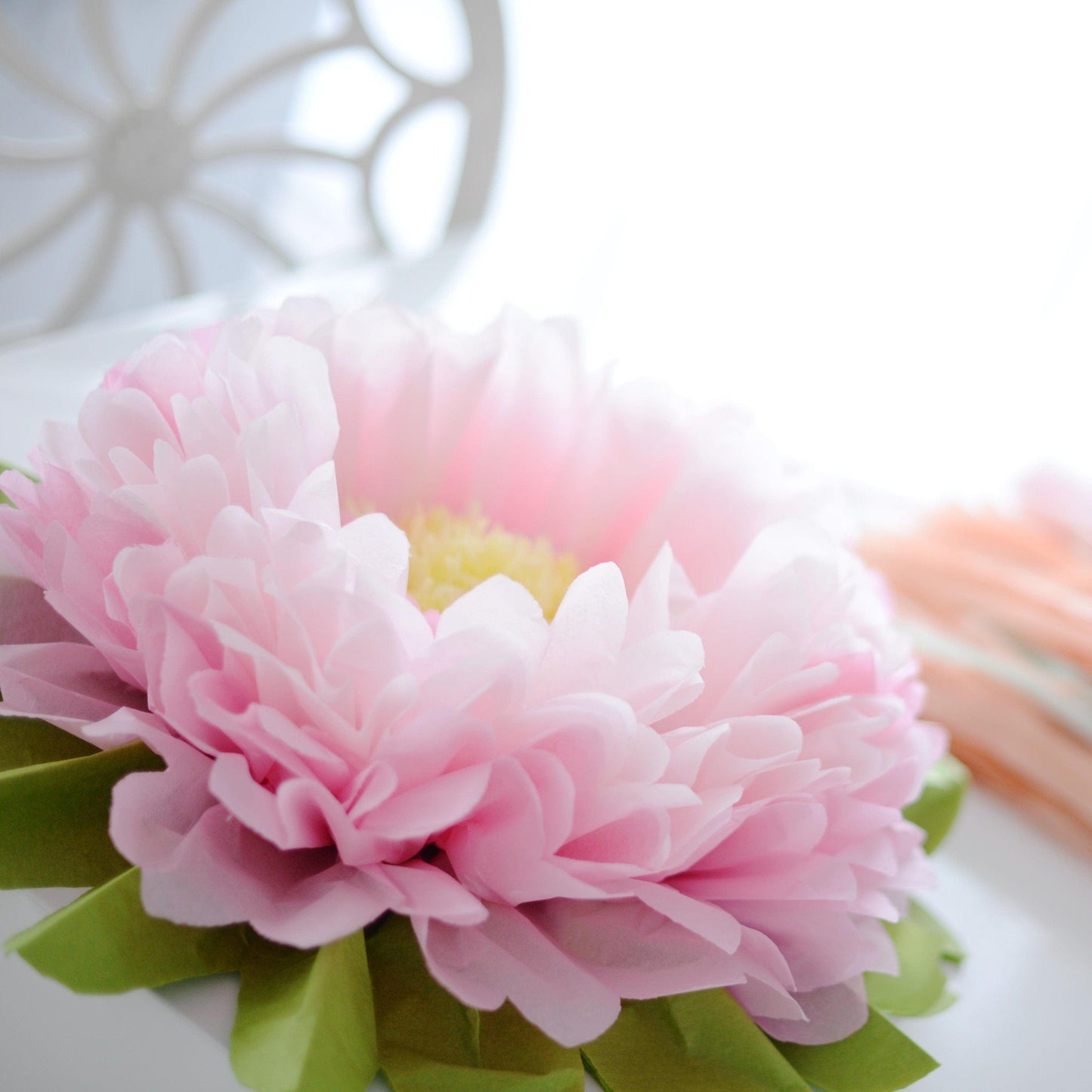 Large pink paper flower set of 3 paper party decorations, wedding, girls birthday, fairy, tea party, bridal shower, wall decor