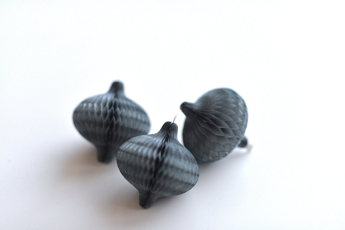 Light grey mini paper baubles honeycomb decorations - set of 5 - c Mini baubles 8cm