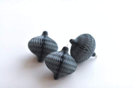 Light grey mini paper baubles honeycomb decorations - set of 5 - c Mini baubles 8cm