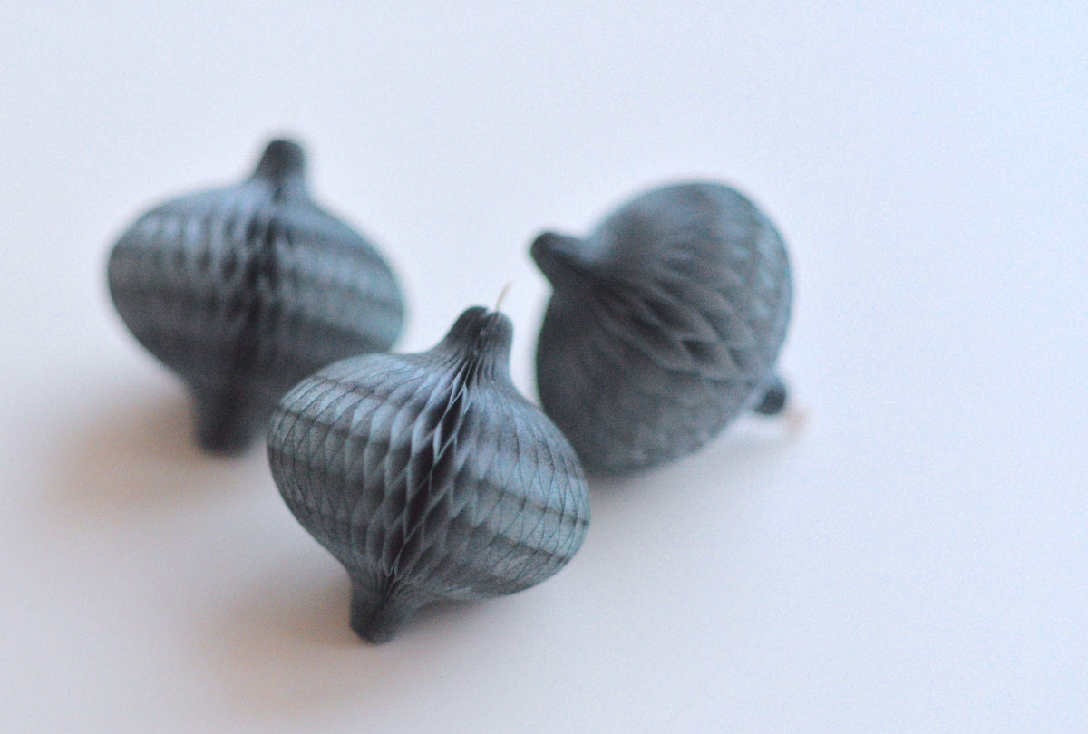 Light grey mini paper baubles honeycomb decorations - set of 5 - c Mini baubles 8cm