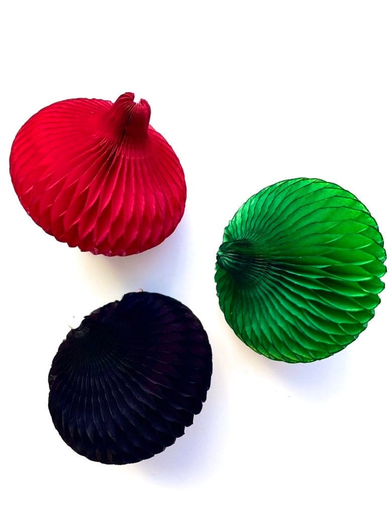 Mini honeycomb paper baubles - Christmas decorations - 5 baubles set -