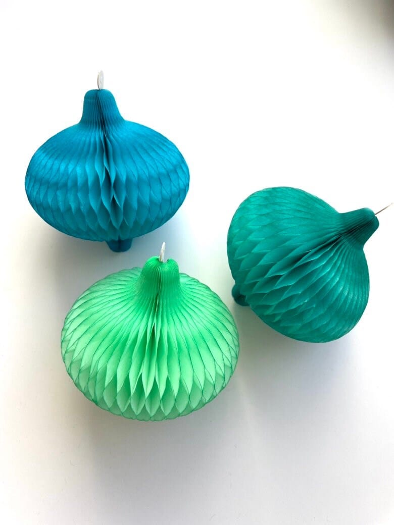 Mini honeycomb paper baubles - Christmas decorations - 5 baubles set -