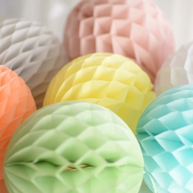 Mixed size HONEYCOMB BALLS set of 4 | Tissue paper pom poms | Birthday party decor