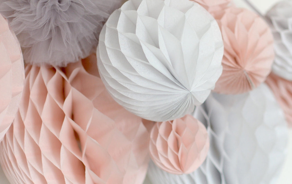 Mixed size HONEYCOMB BALLS set of 4 | Tissue paper pom poms | Birthday party decor