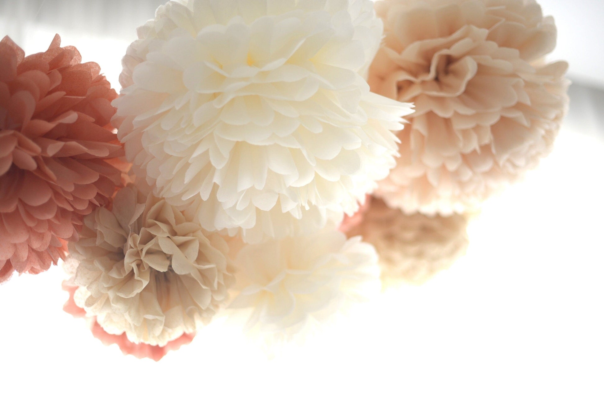 Neutral paper pom poms set | Paper flowers set of 20 | Rustic wedding decorations | fall baby shower, bridal shower, birthday decorations