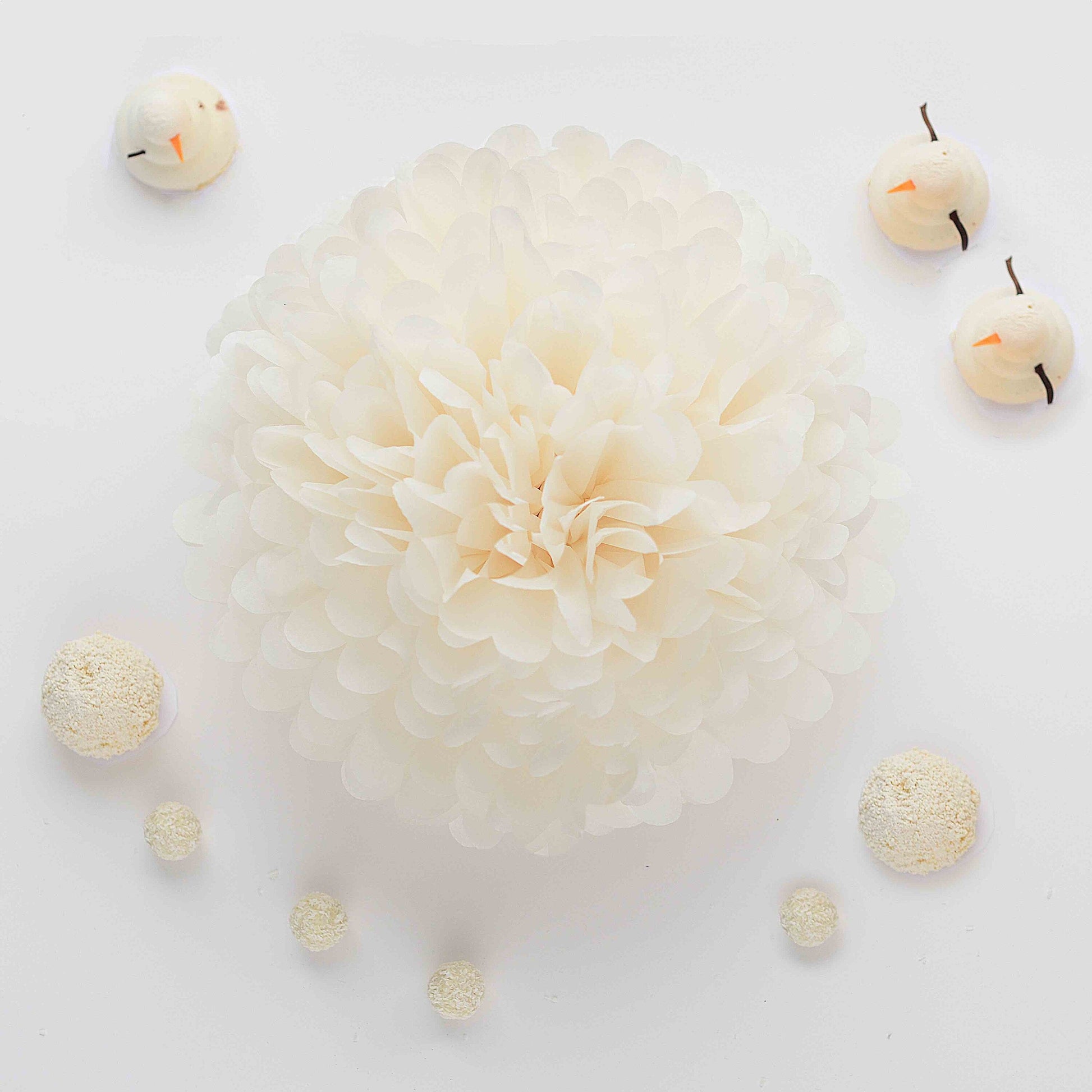 Neutral paper pom poms set | Paper flowers set of 20 | Rustic wedding decorations | fall baby shower, bridal shower, birthday decorations
