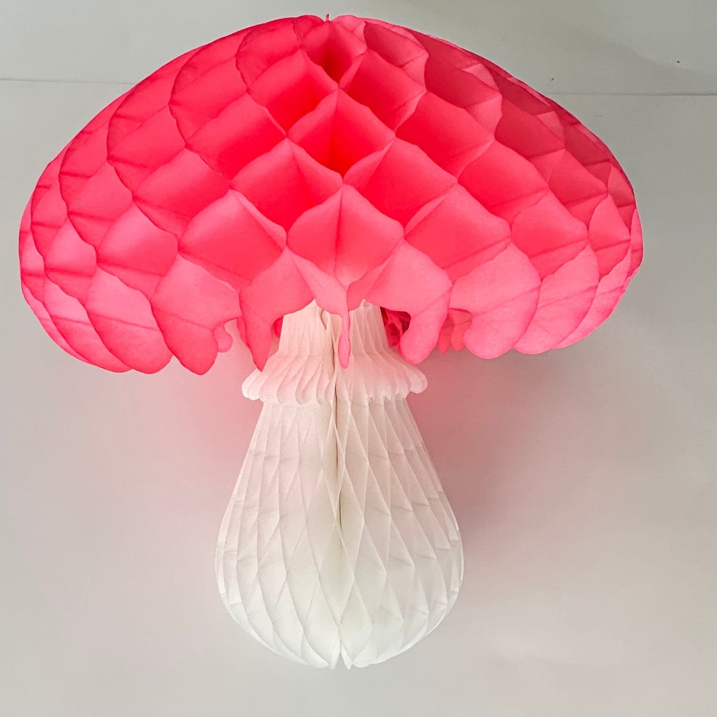 Paper fly agaric Mushroom Honeycomb Pink and White party decoration large 46cm/18.11" 3D Woodland Forest Birthday decor Fall Baby Shower