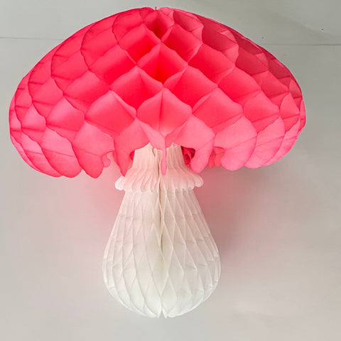 physical Paper fly agaric Mushroom Honeycomb Pink and White party decoration large 46cm/18.11