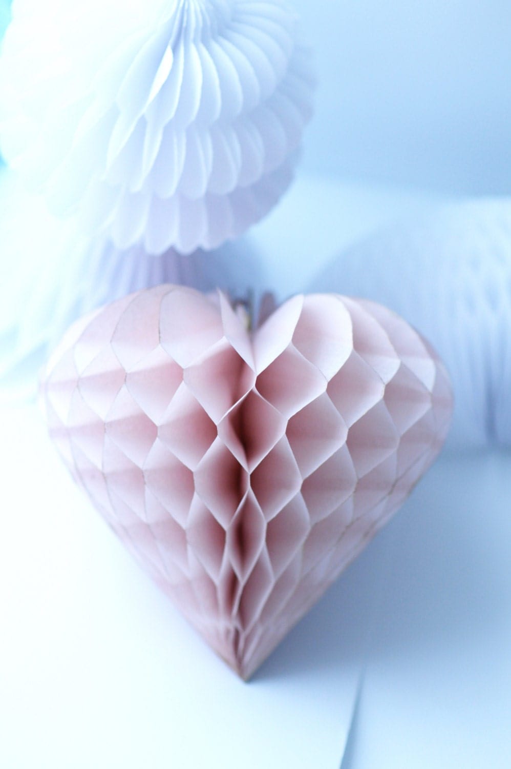 Paper heart Hanging paper decoration 25cm | Heart shape paper pom pom | Valentines day decor | Wedding decorations