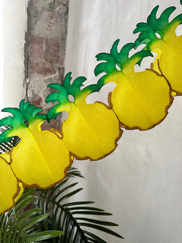 physical Paper Pineapple Banner Tropical Pineapple Garland Summer Pool Beach Banner for Tropical Hawaii Theme Baby Shower Birthday Party Supplies Decopompoms