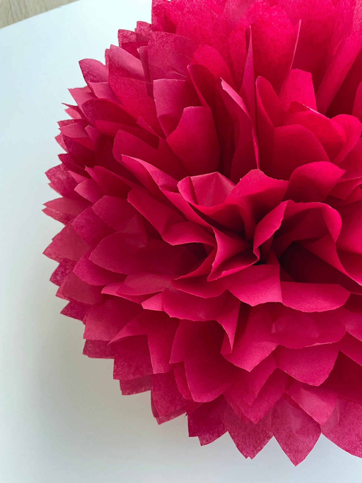 Paper pom pom in Cranberry | bright deep pink wedding decor | Birthday decorations | Christmas decor
