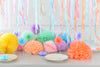 physical Party Paper honeycomb decorations hanging honeycomb balls and pom pom set for Birthdays, wedding, baby shower, summer fiesta decor Decopompoms
