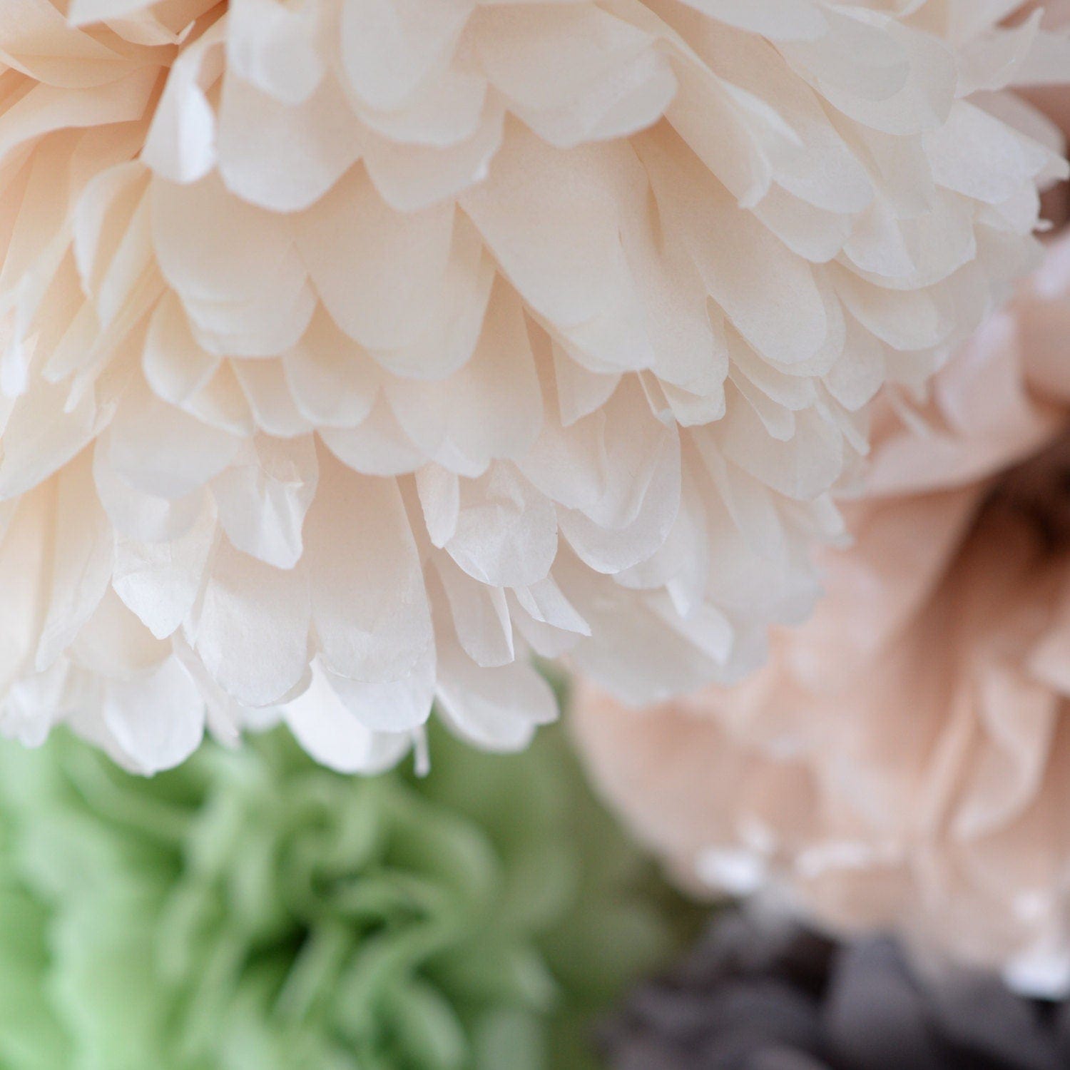 Pastel paper pom pom set | Wedding decorations set | Paper flowers | Tissue paper balls | Bridal shower decor