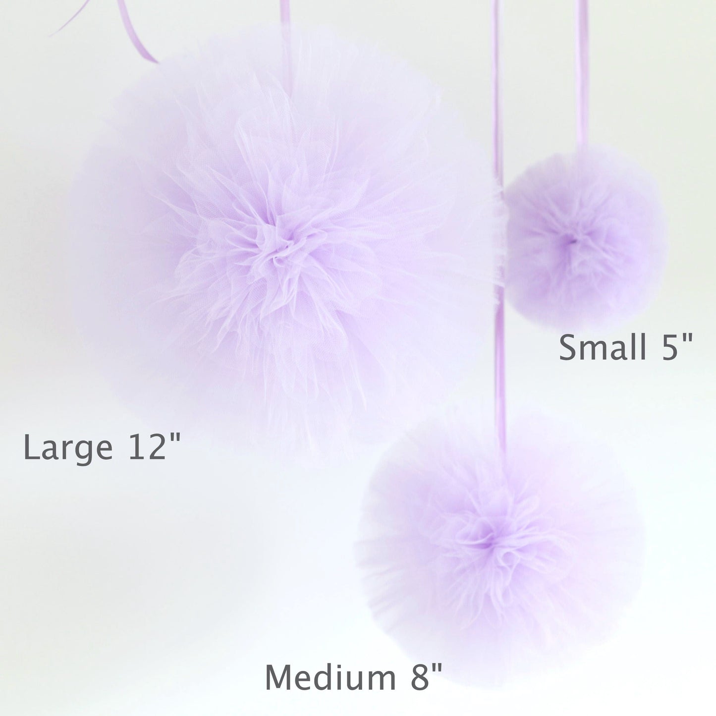 Plum Tulle Pom Poms mauve, purple wedding decorations, quality Tulle balls, hanging decorations, nursery pompoms, boho wedding, soft net