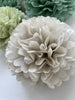 physical Pom pom set of 10 large sage green Tissue paper pom poms | dusty green Paper flowers | Wedding decor | cream and green party decor Decopompoms