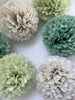 physical Pom pom set of 10 large sage green Tissue paper pom poms | dusty green Paper flowers | Wedding decor | cream and green party decor Decopompoms